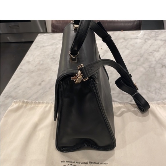 Kate Spade Black Leather Satchel Handbag Crossbody GoldTone hardware Business - Picture 5 of 16